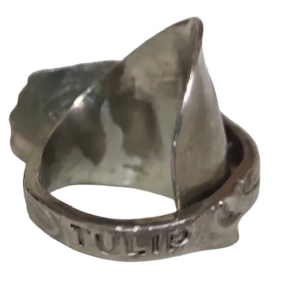 Etched Saddle Spoon Tulip Ring - Picture 5 of 5